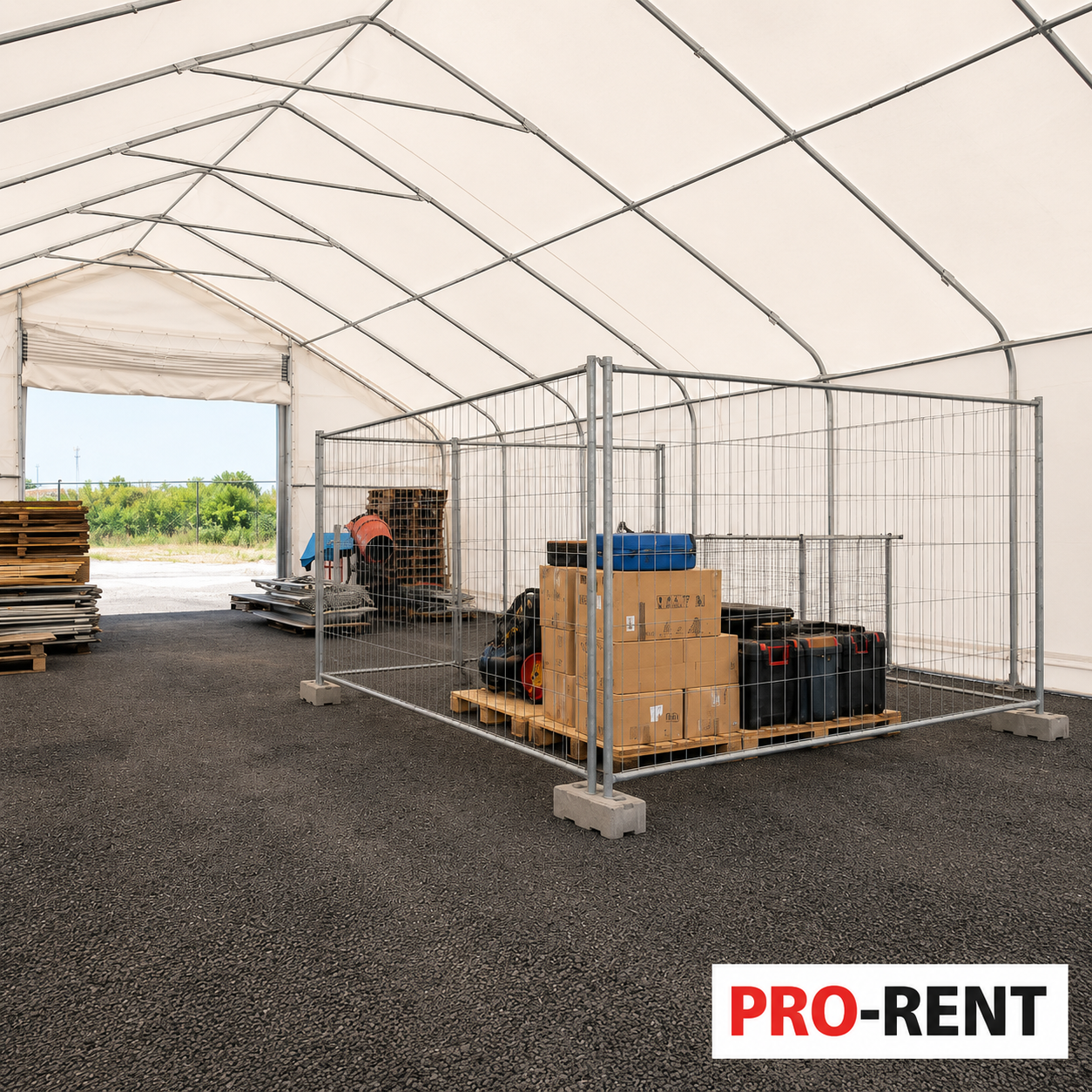 Najam skladišnog prostora u šatoru 10 m2 – ograđeni skladišni prostor za robu, alat, materijal i opremu, PRO-RENT Zagreb